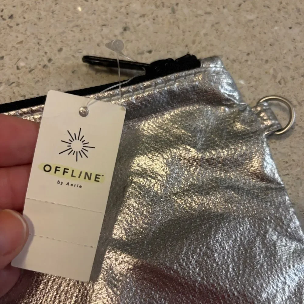 Silver Metallic Zip Pouch by Aerie